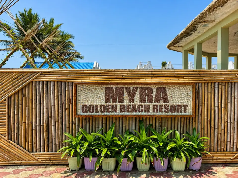 MYRA Golden Beach Resort entrance sign